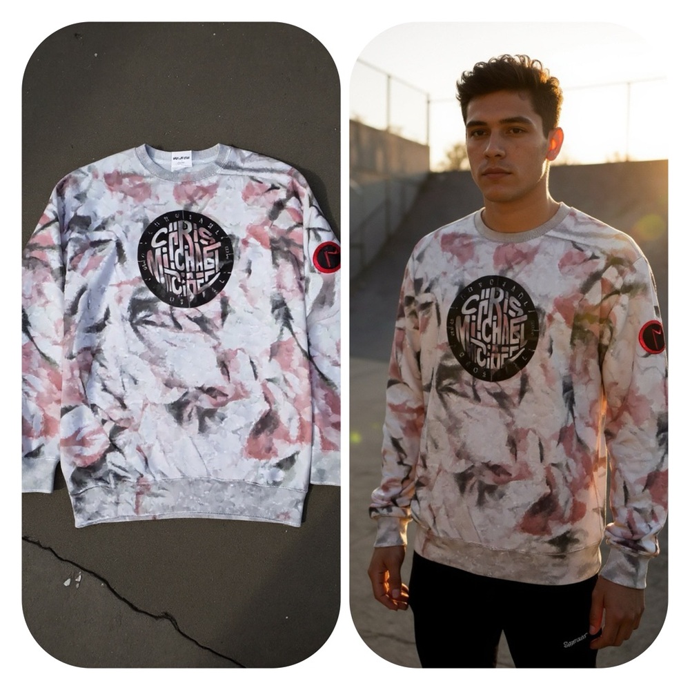 Men's Abstract Crewneck Custom Swetshirt - Black, Gray, Pink